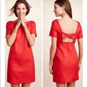 Anthropologie Maeve Red Bow Party Dress